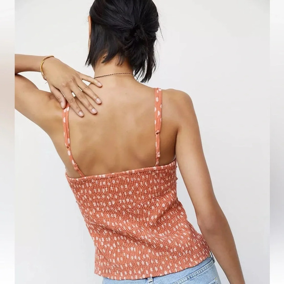 Anthropologie Bl^nk London Rust Ruffled Polka Dot Tank Camisole Size Medium M - Picture 4 of 11